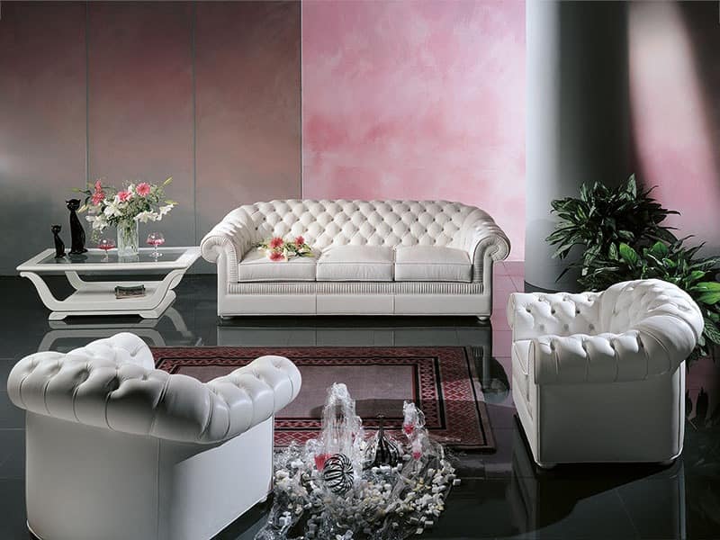 klassische Wohnzimmer, Sofa mit weißem Lederpolster, gesteppte Sofa  | 800 x 600 · 113 kB · jpeg