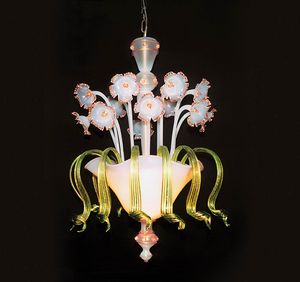 Art. VO 69/S/6, Hngelampe mit floralen Glasdekorationen