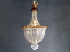 MAIA-LATERNE, Klassische Lampe aus bernsteinfarbenem mundgeblasenem Glas