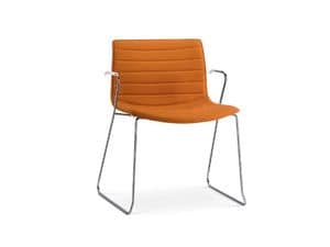 Catifa 53 0227, Stuhl auf Kufen mit Armlehnen, in Metall, gepolstert