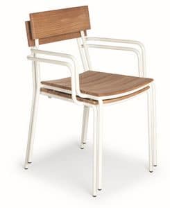 Ivy PT, Sessel mit Metallrahmen und Holz Sitz und Rcken fr den Aueneinsatz geeignet