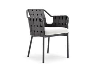 Obi Stuhl mit Armlehnen, Stuhl aus Aluminium und Kunstfaser, fr den Auenbereich