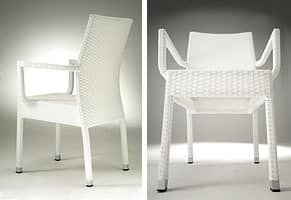 PL 900, Moderne stapelbarer Stuhl mit Armlehnen, für Eiscafes