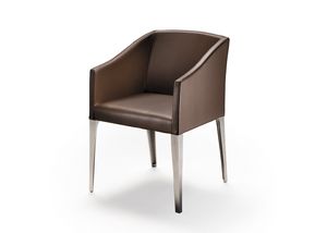 270, Kleiner Sessel aus Metall und Leder