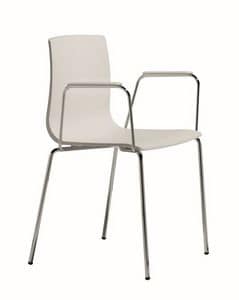 Alice Stuhl mit Armlehnen, Sessel aus Metall und Kunststoff, ergonomische