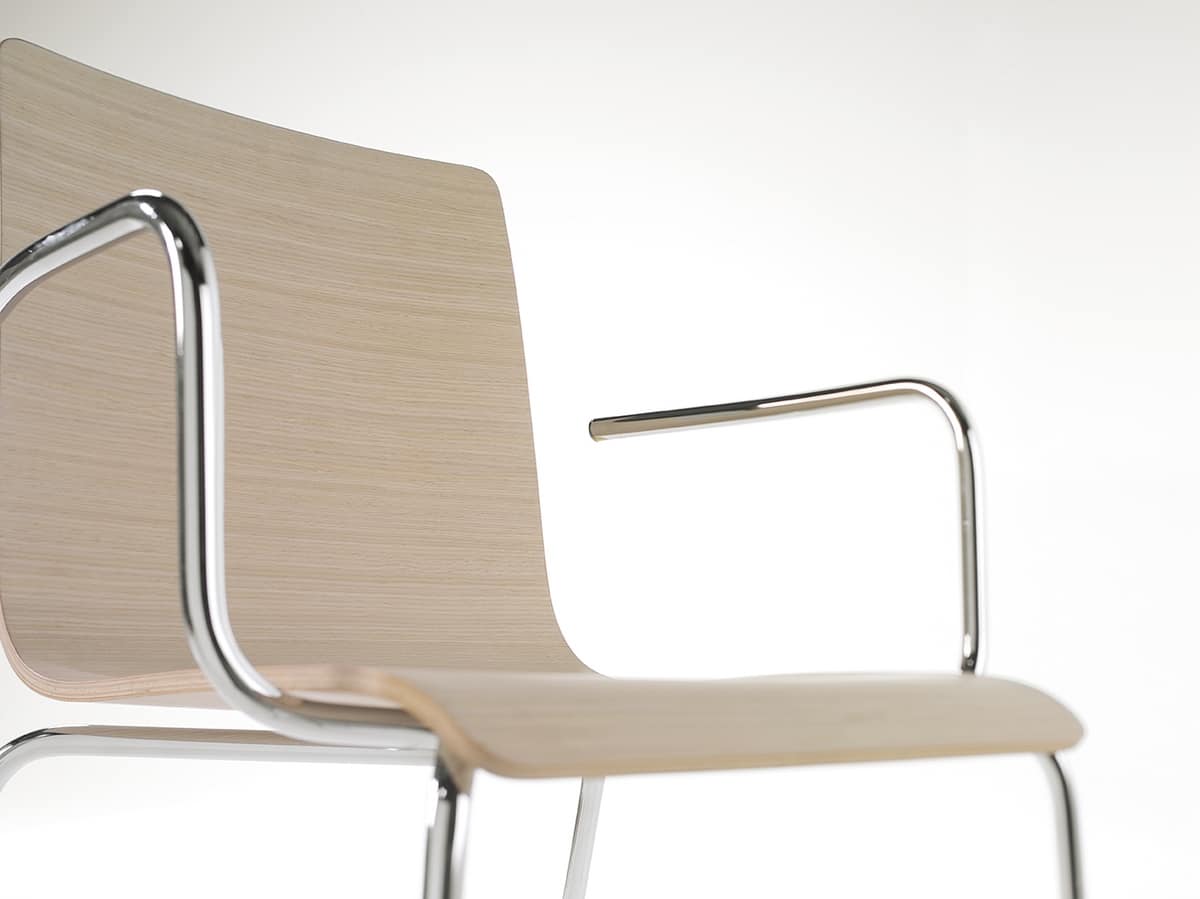 Tesa wood AR, Stapelbarer Stuhl aus Metall, Holzkern
