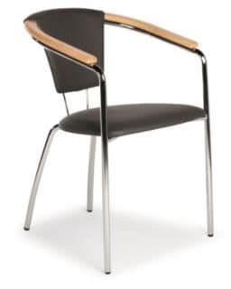 Marta 4, Stuhl aus Metall und Holz, gepolsterte Sitzflche und Rcken