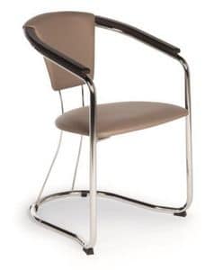 Marta, Stuhl aus Metall und Holz, gepolsterte Sitz und Rcken, fr Restaurants und Bars
