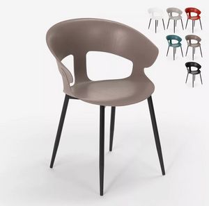 Moderner Designstuhl aus Metall Polypropylen für Küchenbar-Restaurant Evelyn SC782, Stuhl aus Metall und Polypropylen