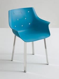 More NA, Stuhl mit Armlehnen, aus verchromtem Metall, für die Außenseite