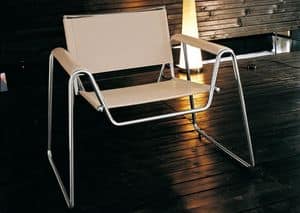 Www, Stuhl aus Metall und Naturleder