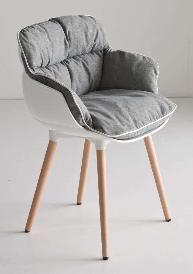Choppy BL, Design-Sessel mit vier Beinen in Buche, Polymerhülle