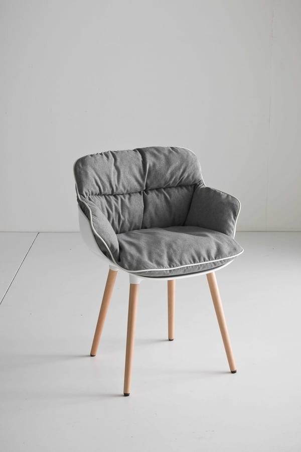 Choppy BL, Design-Sessel mit vier Beinen in Buche, Polymerhülle