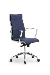 Origami LX, Gepolsterter Stuhl für Büro mit verchromten Armlehnen