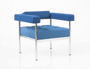 Qubiq, Moderne Sessel, Rahmen aus verchromtem Metall, Wartezimmer