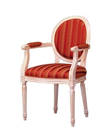 1053, Klassischer Stuhl mit Armlehnen, gepolstert, für Wohnzimmer