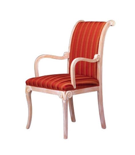 1091, Klassischer Stuhl mit Armlehnen, in Buche, für Wartezimmer