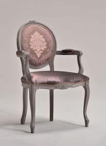 BRIANZOLA OVALE Stuhl mit Armlehnen 8018A, Stuhl im Stil Louis XV, oval zurck, fr Hotels
