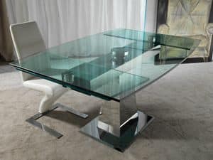Art. 658 Enterprise, Tisch in Stahl und Glas, mit synchronisierten Verlngerungen