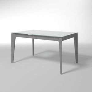 Astro, Ausziehbarer Tisch aus Stahl und Glas für eine moderne Küche