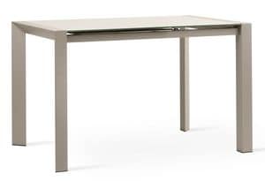 CLINT, Ausziehbarer Tisch aus Metall mit Glasplatte
