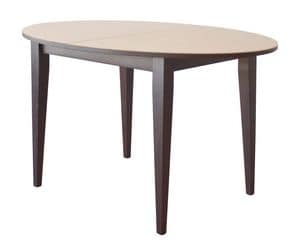 TA04, Erweiterbar ovalen Holztisch, oben mit Glas