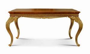 4604/T, Ausziehbarer klassischer Tisch aus geschnitztem Holz