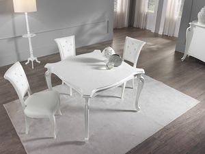 Chanel quadratischer Tisch, Quadratischer ausziehbarer Tisch aus Holz
