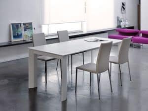Lodi, Ausziehbarer Tisch mit Tischplatte aus Esche, funktional und modern