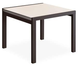 PEGASO 2, Ausziehbaren Tisch in Buche, oben mit Alu-Rand