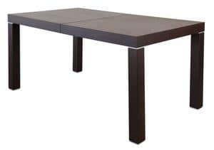 TM07, Erweiterbar rechteckigen Tisch, aus Holz mit Metalleinlagen