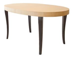 TA16, Ausfahrbare zweifarbige ovalen Tisch, Buche Beine und Eiche furniert top