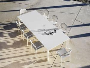 Dolmen, Ausziehbaren Tisch, aus Aluminium, fr Terrassen und Speiserume