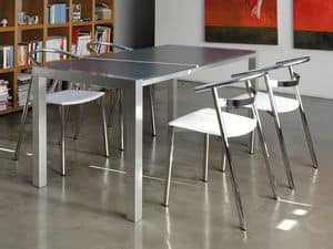 Verona, Ausziehbarer Tisch aus Aluminium, laminierte Decke, Kchenbereich