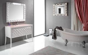 Capitonn comp.1, Badezimmer-Eitelkeit mit Spiegel, modernen Stil mit gesteppter Front