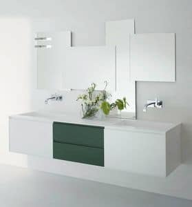 Coc 02, Moderne Waschbecken Schrank mit Schubladen, in weien und grnen Farben