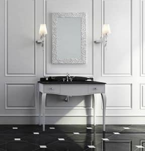 Dolce Vita 02, Badezimmermbel im klassischen Stil, matt wei mit schwarzem Marmor