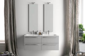 Lime  comp.26, Badschrank mit Doppelwaschbecken und senkrechten Spiegeln