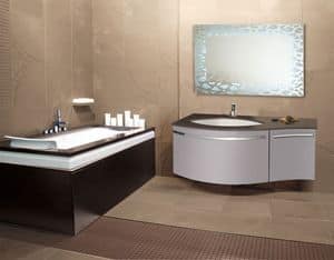 Rodi comp.01RO, Moderne Badezimmerschrank, LED-hinterleuchtete Spiegel, automatische Schublade