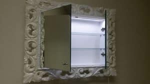 Memo Spiegel, Lackierte Spiegel für Badezimmer mit Innenregale