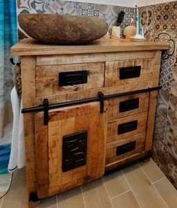 Badezimmerschrank Newport, Badezimmerschrank in fester Akazie und Mangoholz