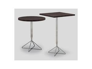 TRIX/L, Bar Tisch mit runder Spitze, Sockel aus Edelstahl