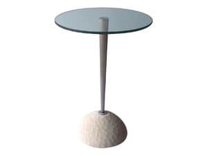 Egon, Runder Tisch aus Stein und Glas, für Bars und Restaurants