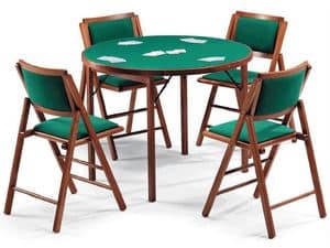 Gioco 111 table, 105IMB chair, Spieltisch mit grünem Tuch, runde Spitze