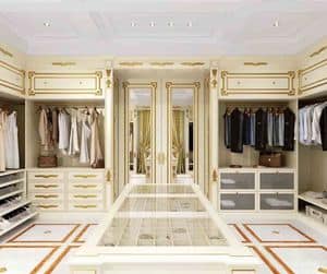 Begehbarer Kleiderschrank, Klassischer Luxus begehbarer Kleiderschrank mit Blattgold-Finish