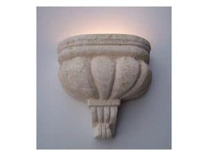 Agata, Applique Lampe in Vicenza weißen Stein, Glühlampenlicht