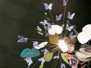 P151FOx215 Fantasy Leaves Butterflies, Designleuchte Weinstube