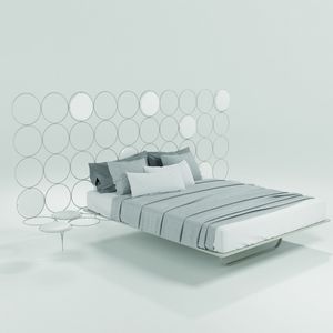 Cerchi, Moderne Bett mit Metallgestell, Kopfteil in Bienenstock Form