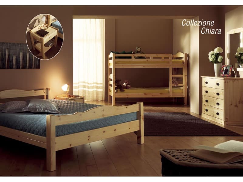 Collection Chiara, Rustikale Kiefernholz Bett, für Chalets