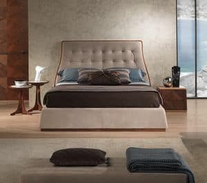 LE23 Contemporary Bett, Bed in Canaletto Nussbaum, gepolstert, verschiedenen Ausführungen